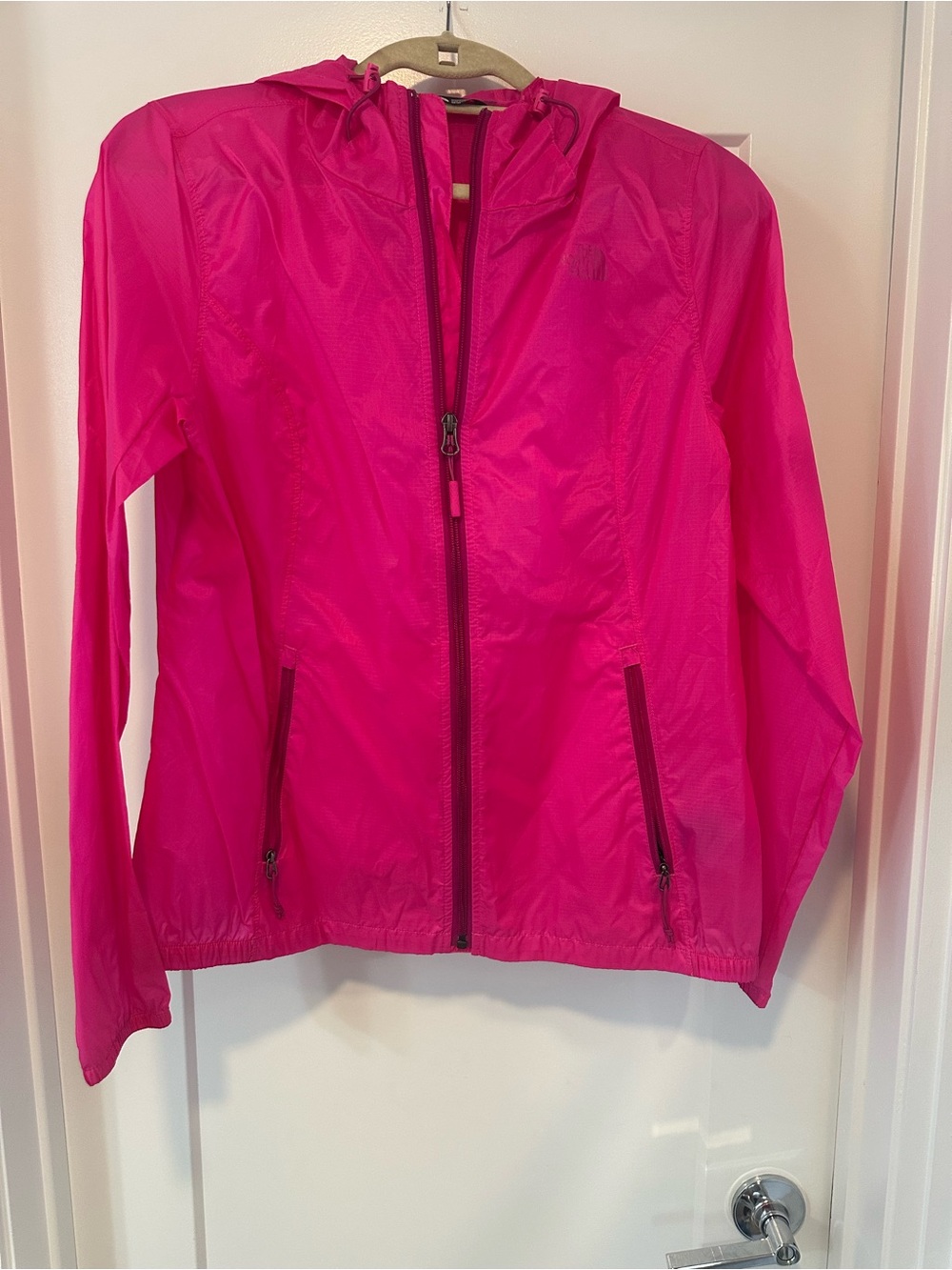 The North Face Girls' Bright Pink Hooded Windbreaker Jacket
